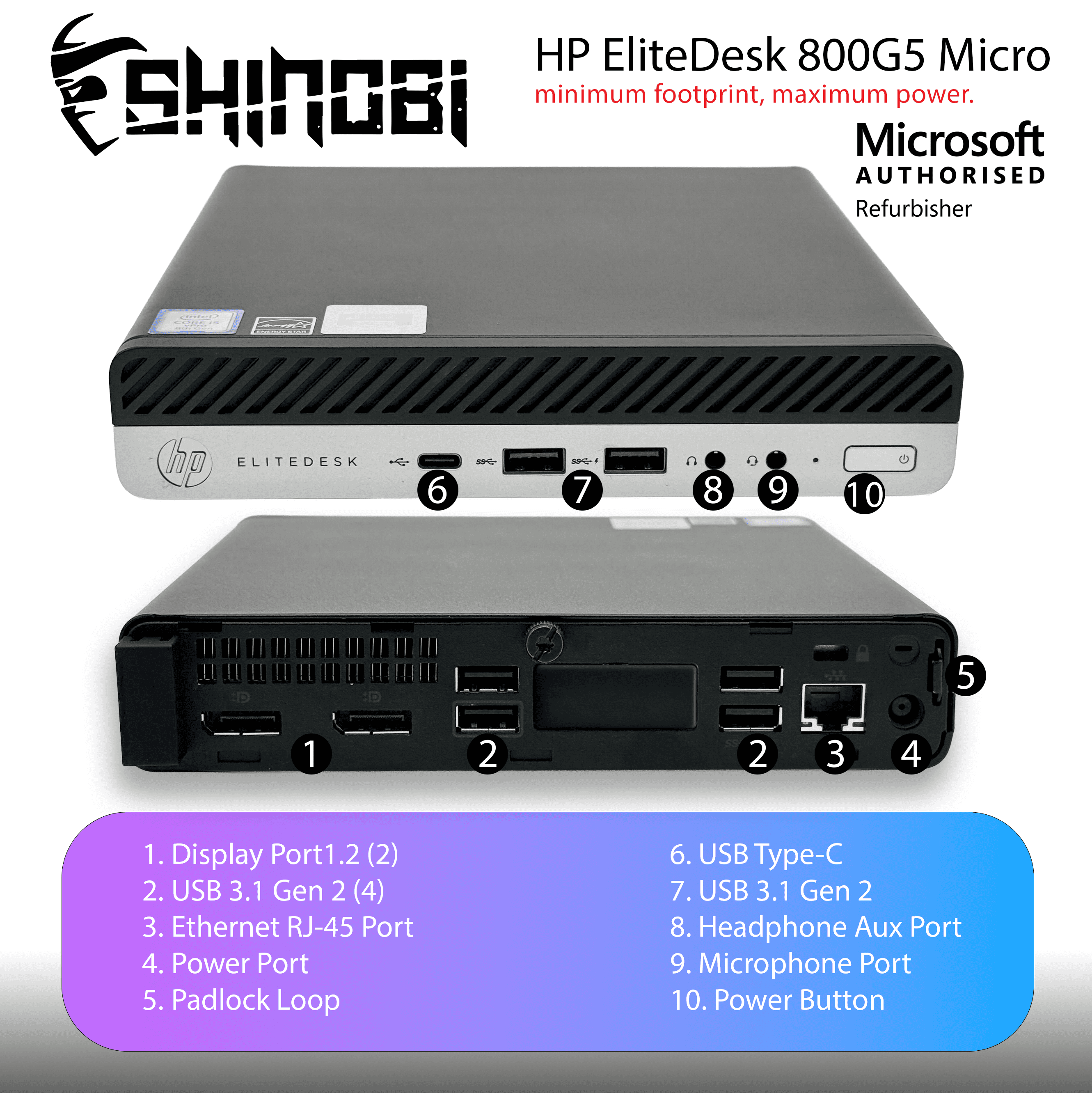 Restored HP EliteDesk 800 G5 Mini PC | Intel Core i5-9500T | 8GB RAM | 256GB SSD | Wi-Fi+ BT | Windows 11 Pro | Mini Desktop Computer (Refurbished)