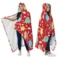 thumbnail image 2 of Wearable Blanket,Red Cartoon Dinosaurs Arrows Pattern Hooded Wearable Flannel Blanket for Adults & Teens,Winter Poncho Shawl Wrap Cape Cozy Anti-Pill,60"x80", 2 of 5