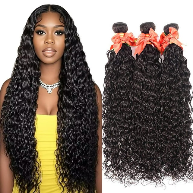 Paquetes de pelo Alimog Water Wave 10A, virgen brasileña, 50, 55, 60 cm