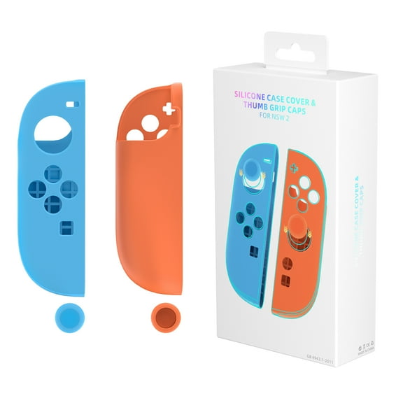 KIPLINK Silicone Protective Case & Thumb Grips for Nintendo Switch 2 Joy-Cons - Anti-Slip, Scratch-Resistant Cover Set - Available in Black & Blue/Orange
