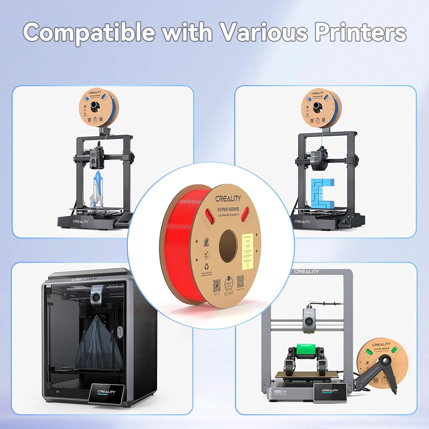 Creality Red PETG Filament 1.75mm High-Speed 3D Filament for K1 Max 30-600mm/s Printing 1kg/2.2lbs Spool Hyper PETG w Dimensional Accuracy +/- 0.03mm