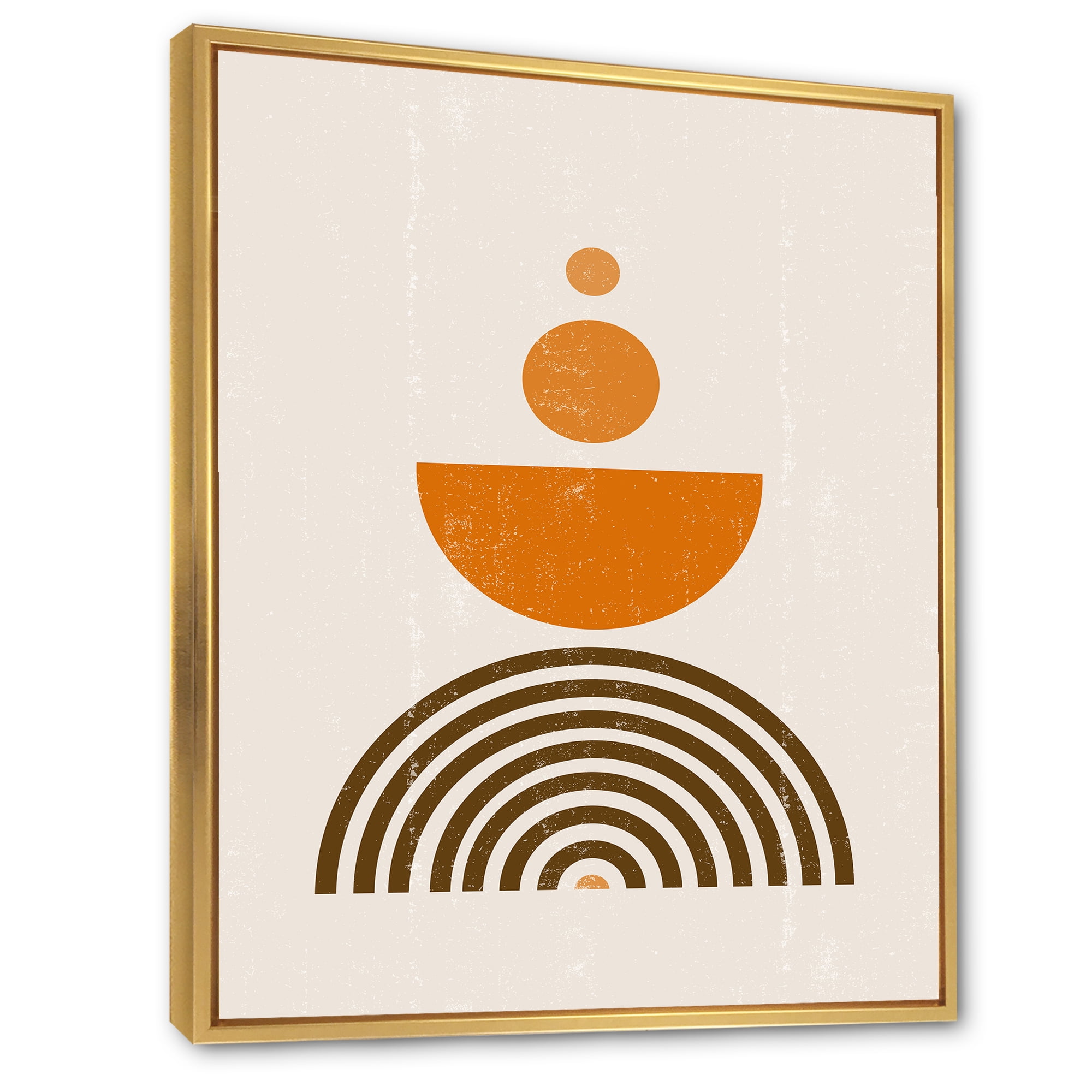 Designart 'Abstract Rainbow Moon and Sun In Earth Tones V' Modern Framed Canvas Wall Art Print