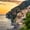 Positano Seaside Town, variant on Elephant Stock Churches In Santorini Wall Art - Horizontal Canvas Wall Art - Living Room Wall Decor - Religion And Spirituality Canvas - Blue And Orange Decor - 12" x 8"