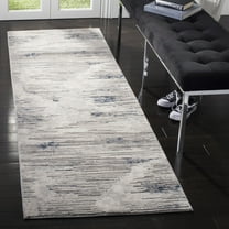SAFAVIEH Meadow Iskra Abstract Striped Runner Rug, Grey/Ivory, 2'7" x 8'