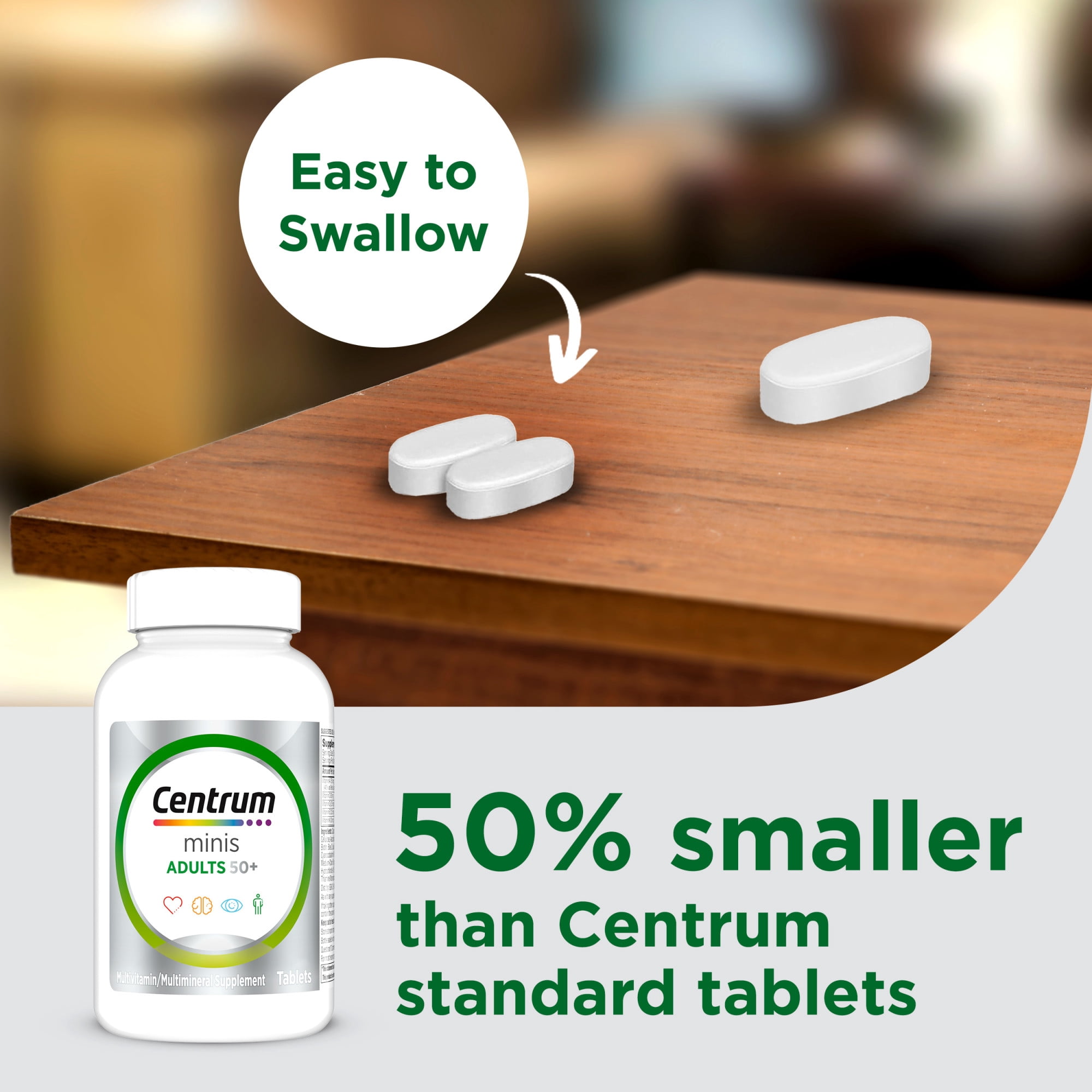 Centrum Minis Silver Multivitamin for Adults 50 Plus, Supports Memory and Cognition, 320 Count