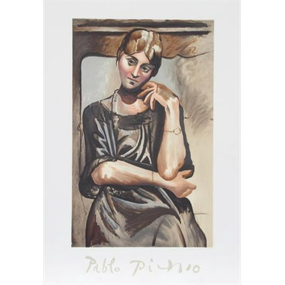 Pablo Picasso Picasso 2039 Olga Lithographie sur Papier 29 Po x 22 Po - Beige- Brun- Rose