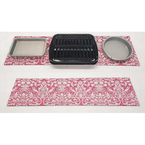 Pink Floral Damask Hot Pads or Hot Pad Runner by Penny's Needful Things (Small Hot Pad: 18 x 11.5in)