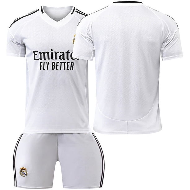 2425 Camiseta del Real Madrid, traje de uniforme de fútbol local, traje de entrenamiento No. 7 Ronaldo, niños y adultos, camiseta transfronteriza de 9 MbappéVersión en blanco
