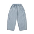 thumbnail image 3 of UACY Boys Baggy Jeans Teen Y2K Casual Straight Wide Leg Denim Pants Vintage Preppy Loose Elastic Waist Fit (Light Blue, 13-14 Years), 3 of 7