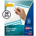 thumbnail image 2 of Avery 5-Tab Binder Dividers, Easy Print & Apply Clear Label Strip, Index Maker, White Tabs, 50 Sets (11556), 2 of 2