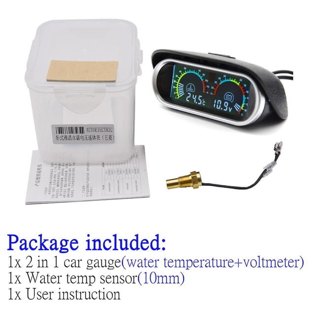 Universal 2 In 1 Car Gauges Digital Oil Pressure Gauge + Water Temperature Gauge With M10 Temp Sensor Fit For 12v/24v Car Truck