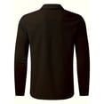 thumbnail image 2 of Men's Tracksuits Polo 2 Piece Outfits Long Sleeve Pullover Tracksuit Set Sweatshirt and Joggers Waffle Tops Bottoms Casual Sport Activewear Golf Suit Black L, 2 of 5