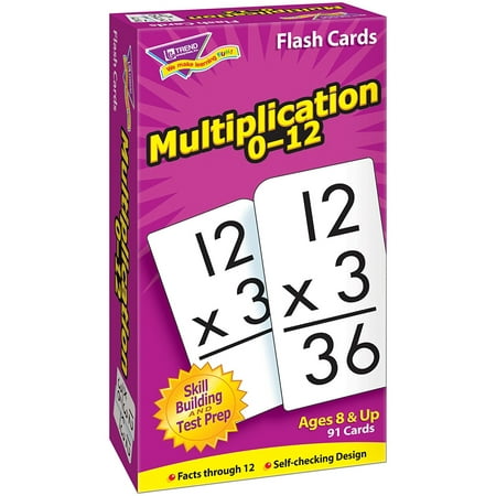 Trend Math Flash Cards - Multiplication Flash Cards - Set of 91 Cards (T53105), Multiplication facts 0-12 By Trend