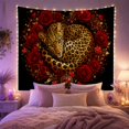 thumbnail image 2 of Spotted Leopard Curled Among Red Roses on a Black Background, Romantic Fantasy for Animal Lovers, Dark Floral Wall Art, Housewarming Gift, Tapestry Wall Hanging for Bedroom and Living Room, 2 of 7