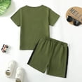 thumbnail image 3 of 7T Little Boys Clothes 7T Boys 2PCS Summer Outfits Set Round Neck Little Boys Short Sleeve Patchwork Top Shorts Set Green, 3 of 8