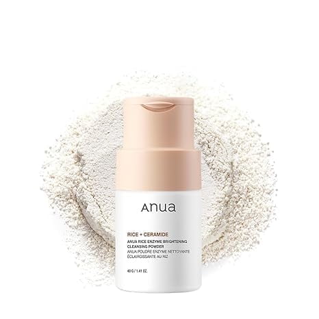Polvo limpiador iluminador con enzimas de arroz ANUA, limpiador exfoliante en polvo que se convierte en espuma, textura suave