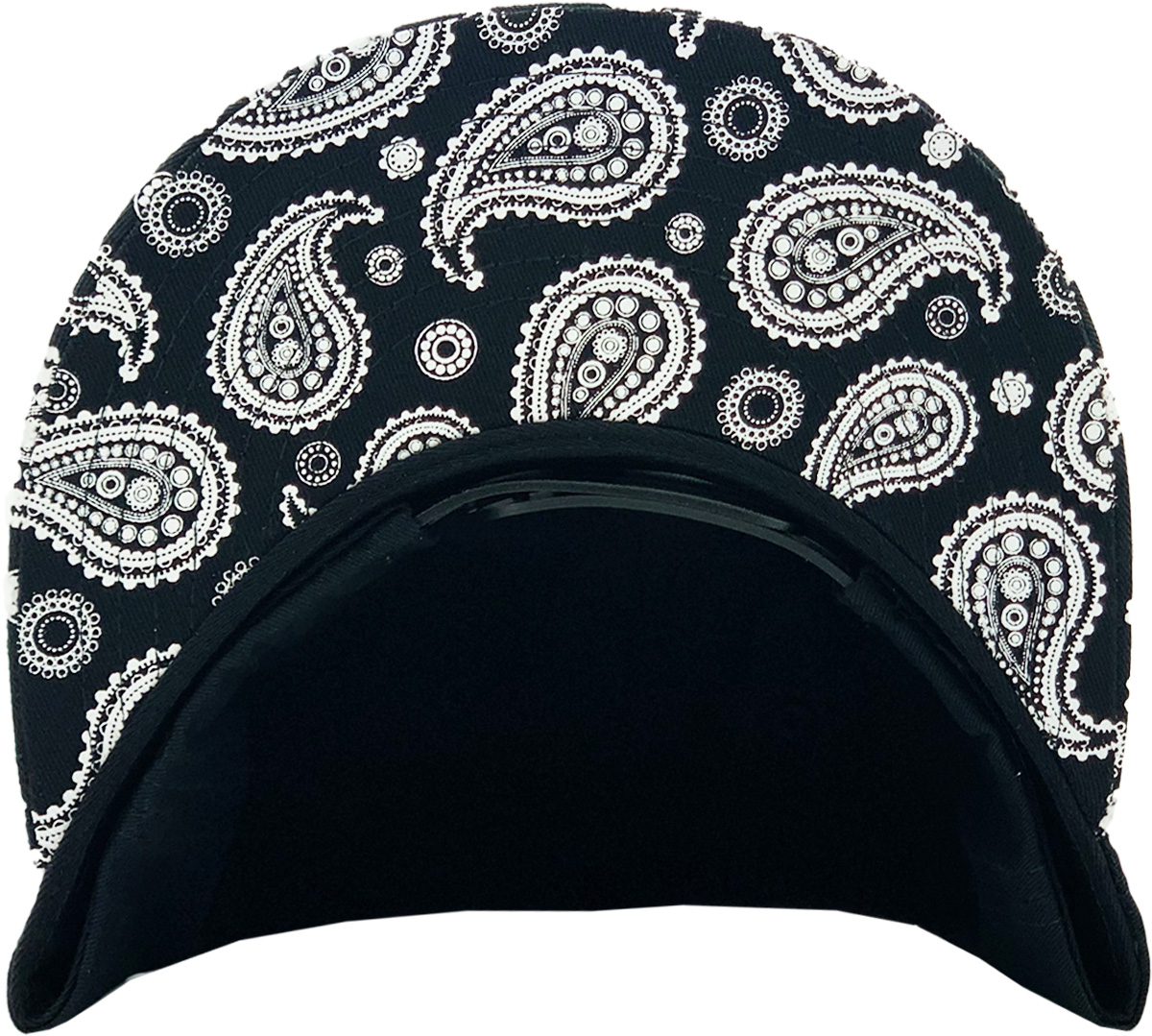 Bandana Print Plain Black White Snapback Baseball Cap