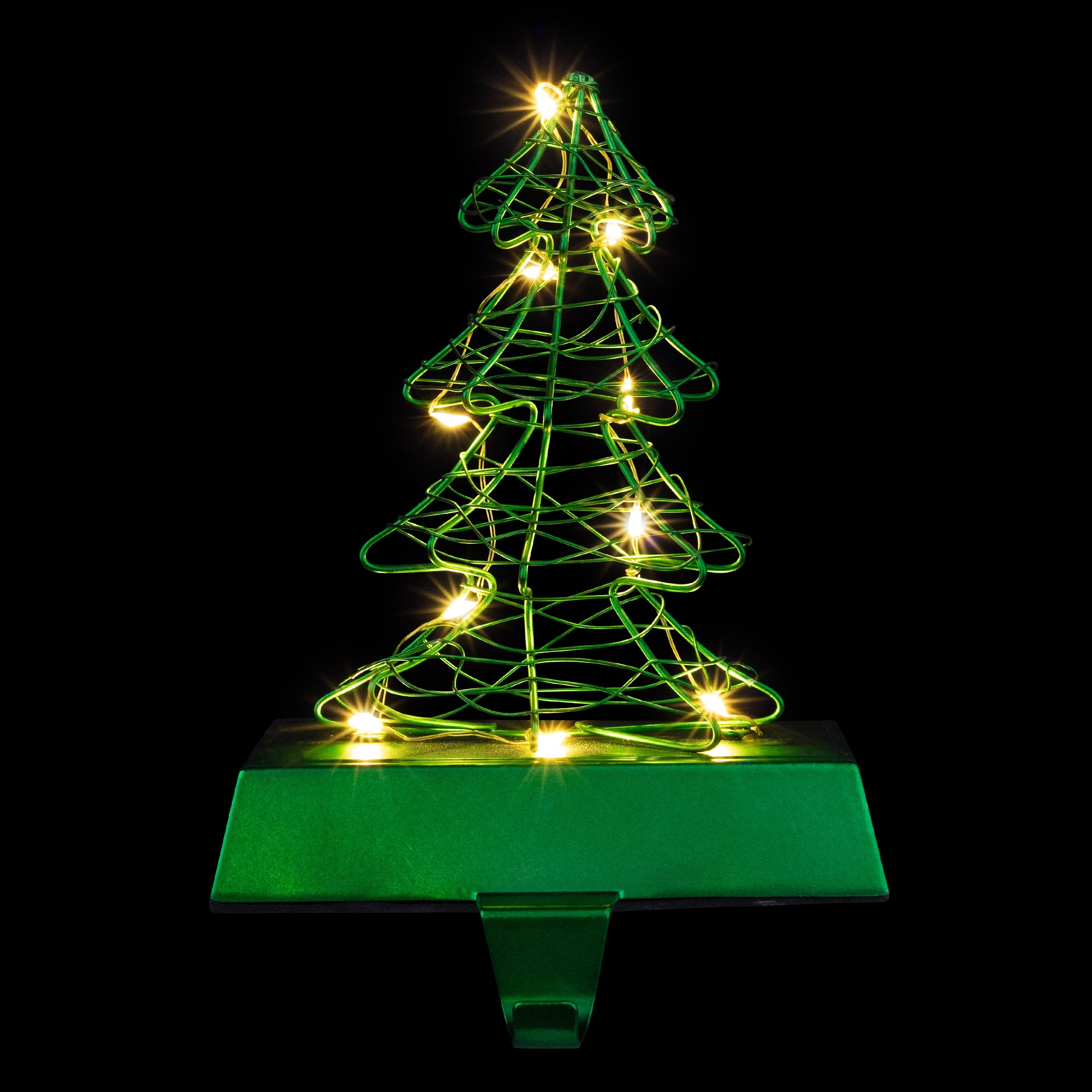 Northlight LED Lighted Wire Christmas Tree Stocking Holder - 6.75" - Green