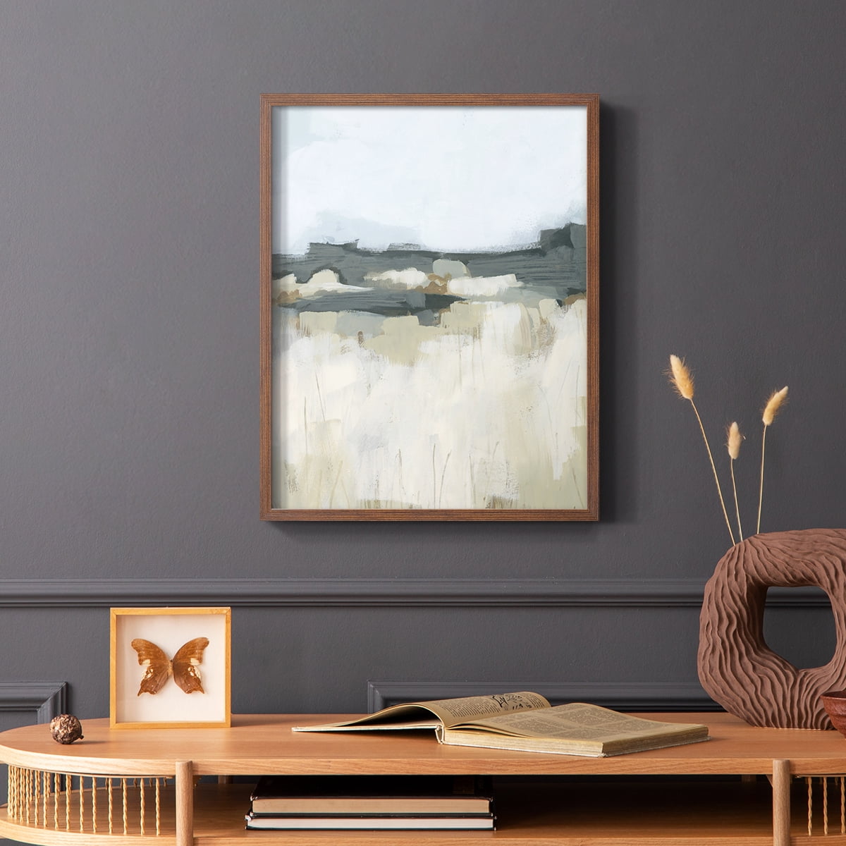 Brushstroke Badlands I Framed Print in Brown Solid Wood Framed Print No Nail Hanging