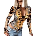 thumbnail image 1 of Mono informal de otoño e invierno para mujer, mono estampado de manga larga con cuello levantado y cremallera Fridja  fhjkhfk461687, 1 of 5
