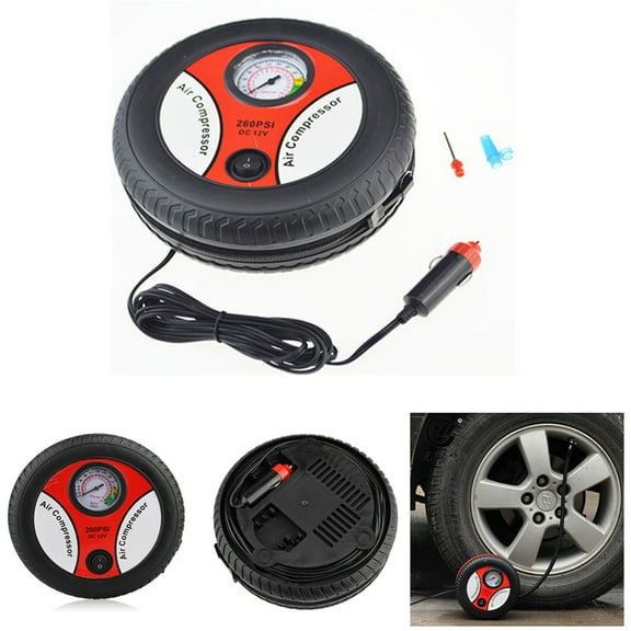 Worgeous Portable Tire Air Compressor Inflator 260 PSI Black Compact High-Pressure Pump for Cars