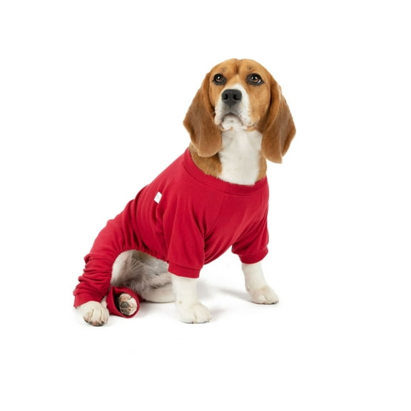 Leveret Dog Cotton Pajama Solid Red M