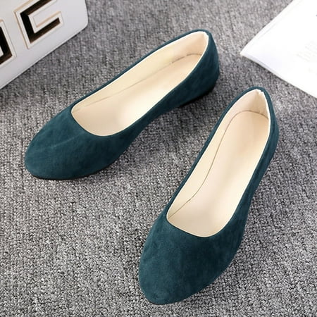 

Women Girls Solid Big Size Slip On Flat Shallow Comfort Casual Single Shoes