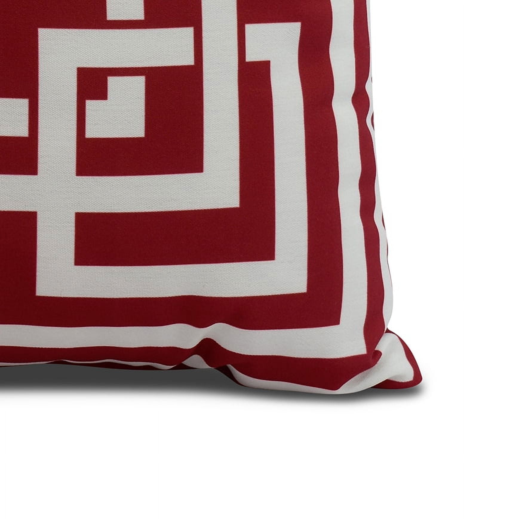 Simply Daisy, 18" x 18" Greek New Key, Geometric Print Outdoor Pillow, Red