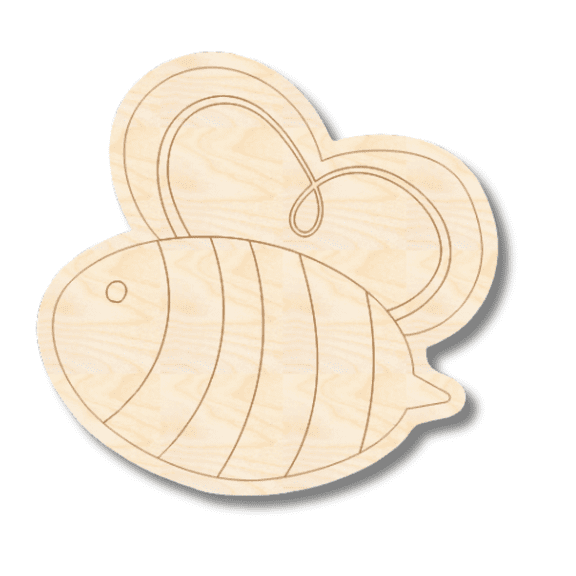 Unfinished Wood Etched Cute Bee Shape | Paint By Line Crafts 24" / 1/8"