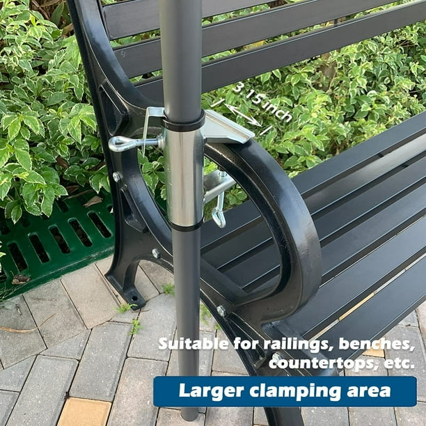 silvery Parasol Holder Patio Umbrella Stand Mount Umbrella Stand Bench Buddy Umbrella Holder Fixed for Deck,Chair,Desk,Dock