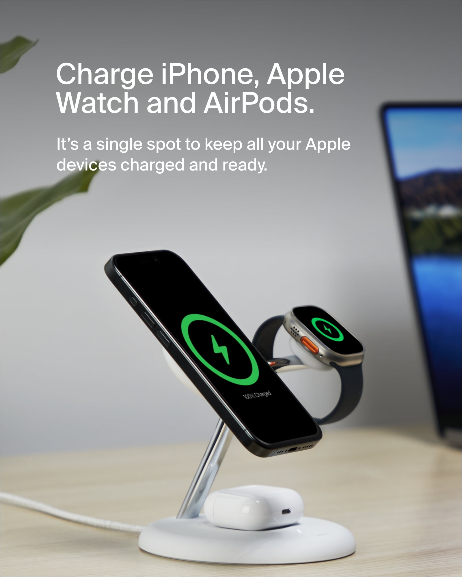 Belkin 3-in-1 Wireless Charging Stand with Magnetic MagSafe 