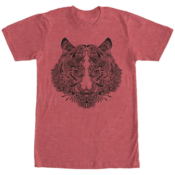 Men's Lost Gods Henna Tiger Print Graphic Tee Red Heather X Large