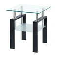 thumbnail image 2 of Hassch Glass Side Tables Set of 2, 2-Tier Modern Clear Glass Top Corner Table Living Room Side Table with Black Metal Leg for Living Room, Dining Room, Bedroom (2 Pack), 2 of 5