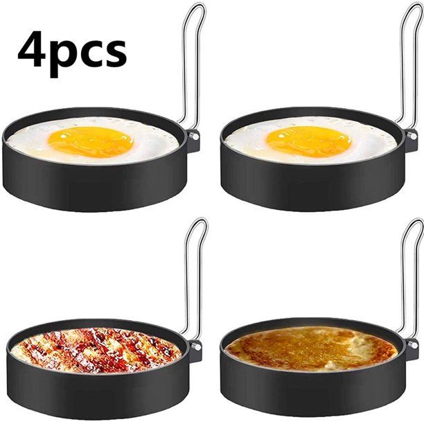 4pcs Egg Ring Round Professional Pancake Mold Egg Cooker Rings For Cooking Stainless Steel Non Stick Round Egg Ring Mold For Fried Egg Pancakes Sandwiches Walmart Com