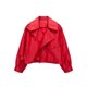thumbnail image 4 of -Chaqueta corta de cuero sintético para mujer, abrigo holgado con solapa y cinturón, con bolsillo grande, para motociclista, primavera y otoño, 4 of 5