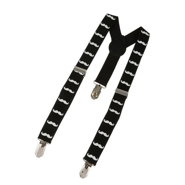 MERIGLARE Girl Mustache Adjustable back Suspender #2 - White Mustache