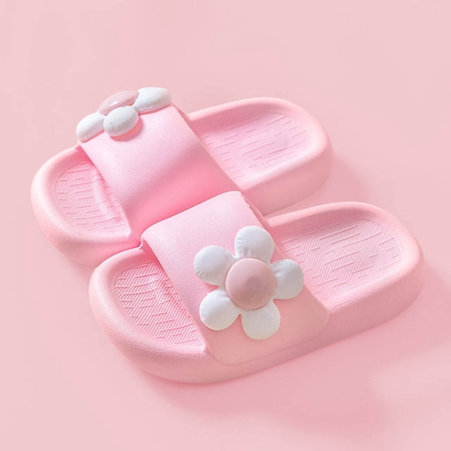 hoksml Toddler Sandals,Kids Shoes Toddler Slippers Baby Girls Cute Cartoon Flower PVC Soft Non-slip Thick Bottom Outdoor Slippers,Outdoor Beach Closed-Toe Sandals,Summer Savings Clearance