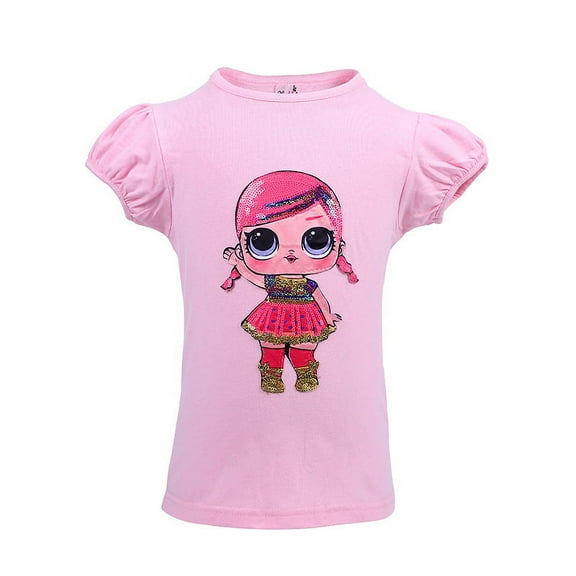 Wenchoice Pink Super Baby Lol Sequins Short Sleeve Shirt L(5-6Y)