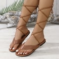 thumbnail image 3 of Mepaouo Women's Lace up Gladiator Sandals Criss Cross Strappy Flip Flops Tie up Summer Flat Shoes, 3 of 6