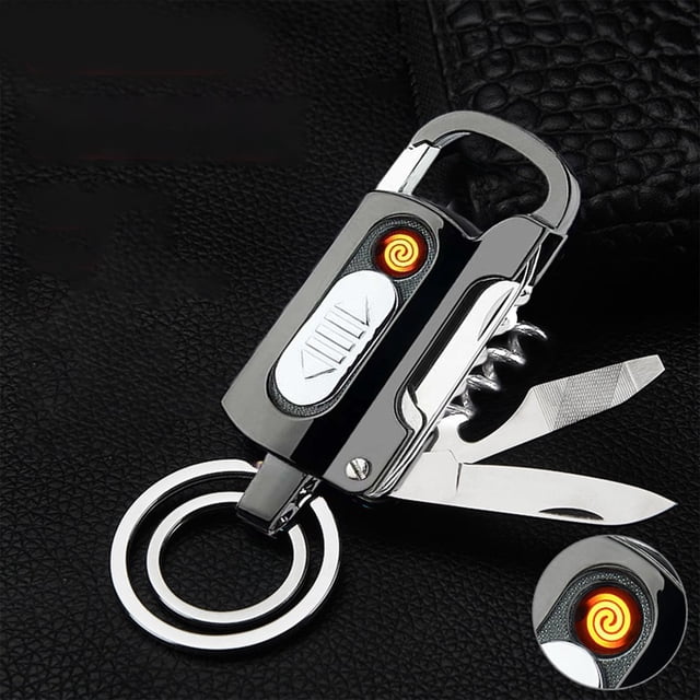 HLONK Electronic Rechargeable Lighter, Electric Lighter, Transparent Double Lighter LED Power Display Type-C Rechargeable Lighter Outdoor Windproof Blue