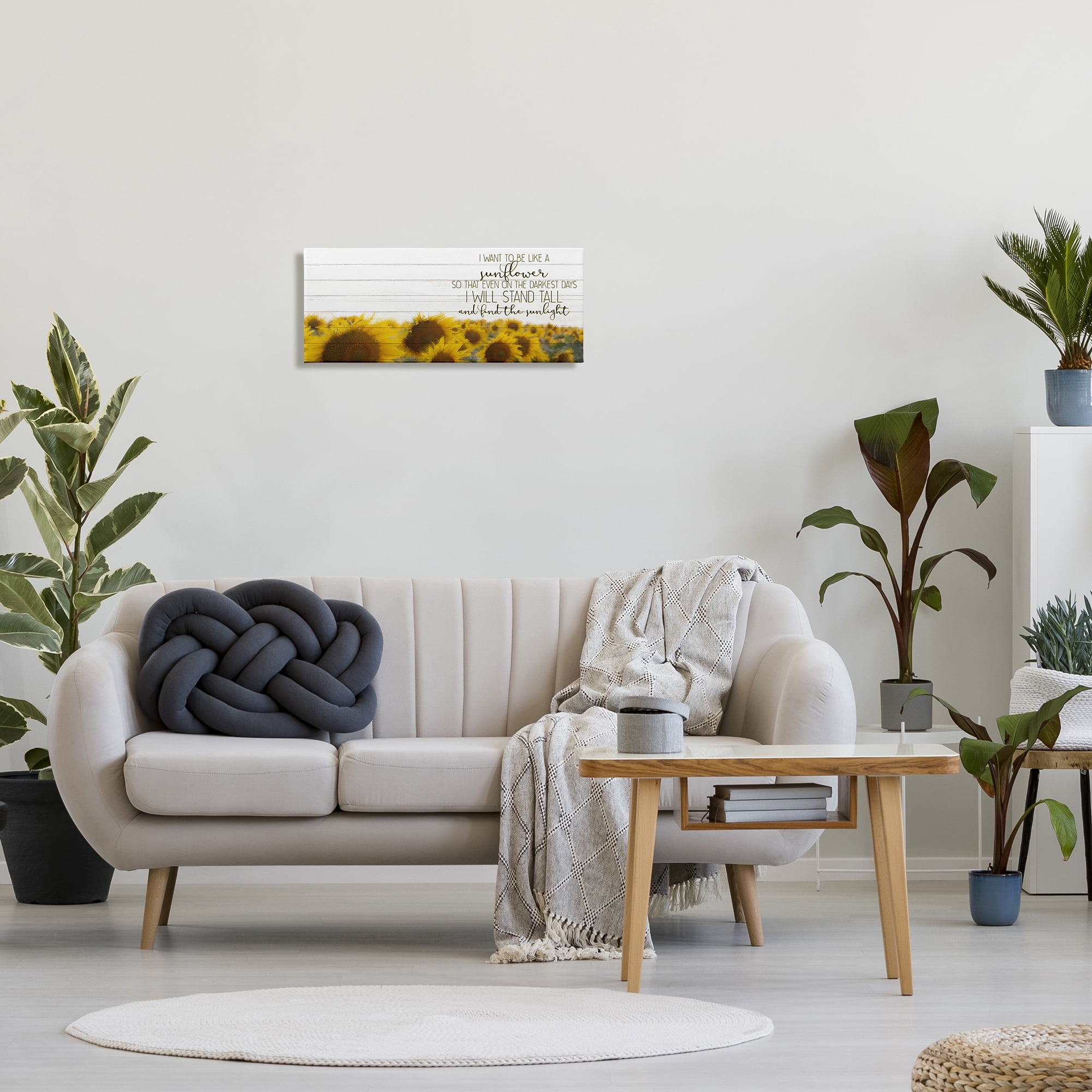 Stupell Home Décor Be Like a Sunflower Wood Texture Inspiring Word Design Canvas Wall Art by Kim Allen