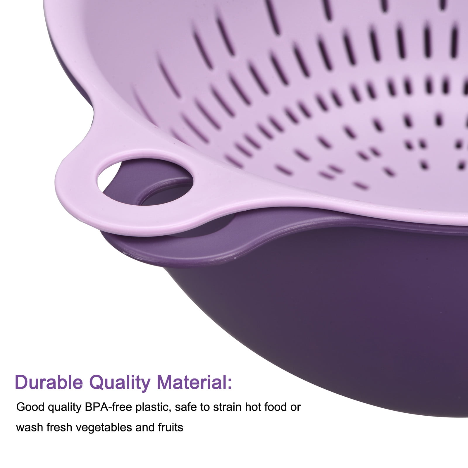 Unique Bargains Kitchen Food Strainer Colander Bowl Set Double Layer Drain Basin Basket Purple