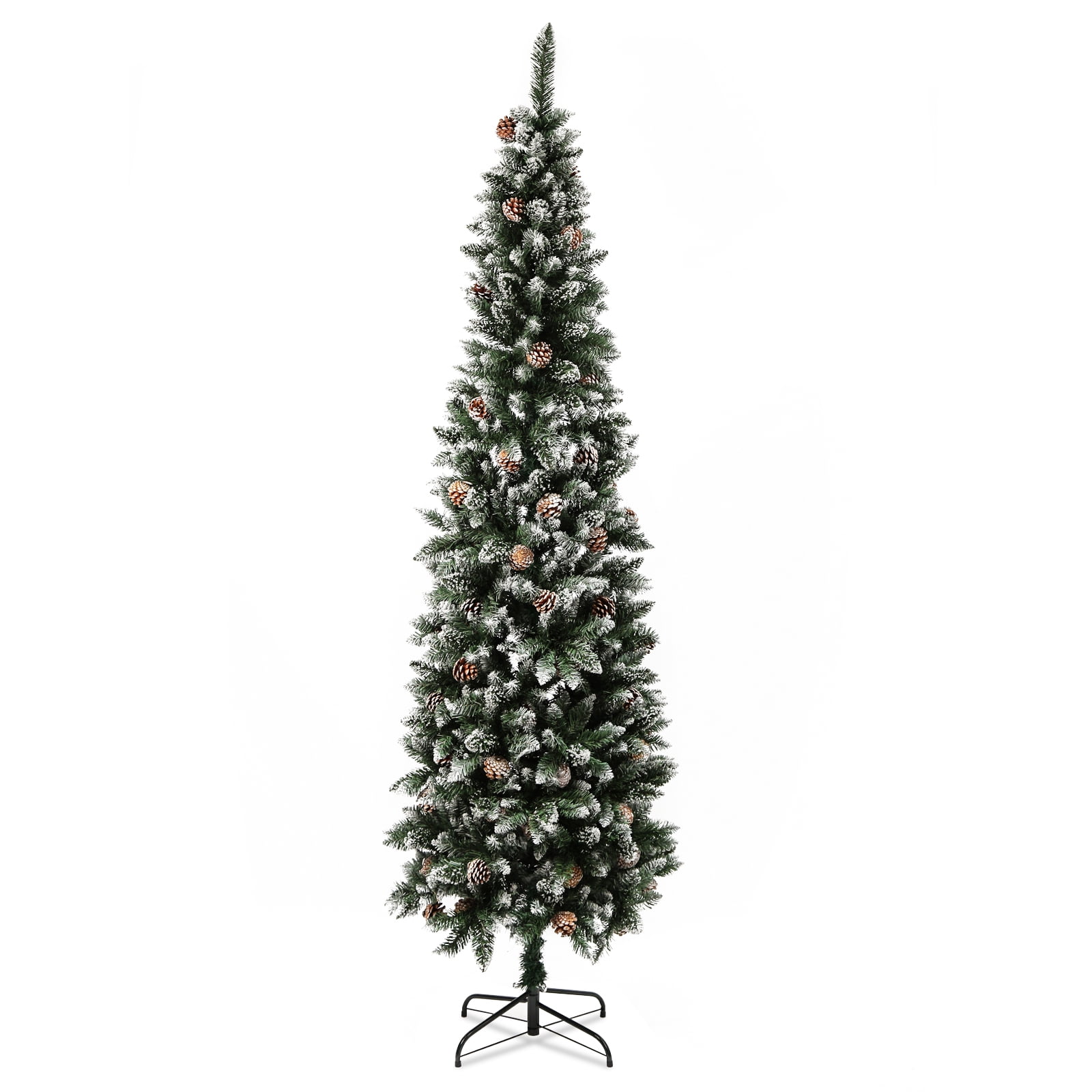 7.5ft Pencil Christmas Tree, Unlit Artificial Xmas Tree for Home, Office, Party Decoration w
