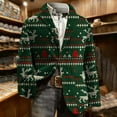 thumbnail image 6 of oelaio Men's Christmas Blazer Ugly Xmas Printed Long Sleeve Notched Lapel 2 Button Suit Jacket Holiday Party Outfit Dark Green XXXXL, 6 of 8