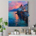 thumbnail image 4 of Italian Coastal Town Canvas Print, Amalfi Coast Sunset Decor for Living Room, Office, Restaurant, 4 of 8