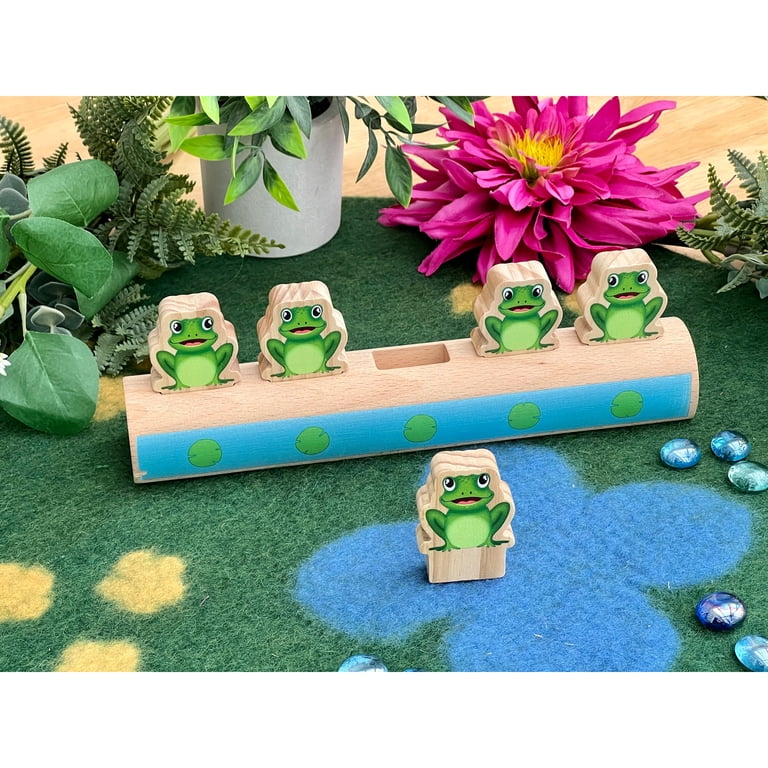 Yellow Door Five Frogs On A Log Number Line - Wooden Math Learning Tool For Kids 18m+
