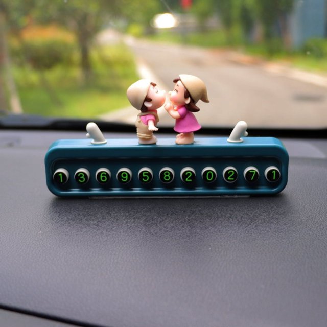 Placa de matrícula temporal para estacionamiento de automóviles con teléfono móvil lindo de dibujos animados (niño niña) brillar Electrónica