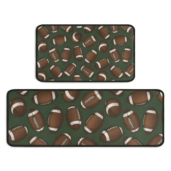 Football Pattern Kitchen Rugs Sets Of 2,Anti Fatigue Kitchen Mat Rugs Non Slip Washable,Decorative Kitchen Floor Mats for Kitchen,Sink,Laundry,17"X30" 17"X47"