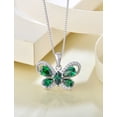 thumbnail image 3 of PYNZY Butterfly Necklace for Women 925 Sterling Silver May Emerald Birthstone Butterfly Pendant Jewelry, 3 of 5