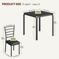 thumbnail image 3 of Dining Table for 2, Small Table and Chairs Set of 2, Dinette Set for 2, Square Dinner Table Set, 3 Piece Kitchen & Dining Room Sets for Small Space (Black, Dining Table with 2 Chairs), 3 of 9